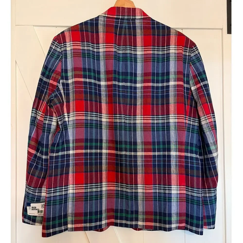NWT IZOD Plaid Linen Blend Sport Coat Blazer 42S Preppy Derby Golfcore - Picture 8 of 14